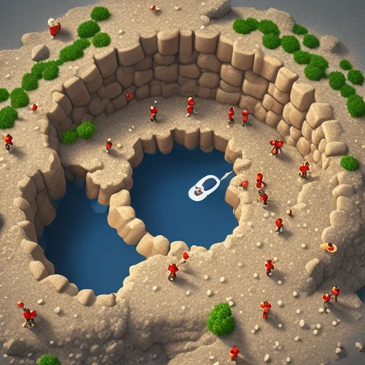 a giant hole swallowing tiny cartoon people, 3d mobile game render, soft lighting, mobile game ad